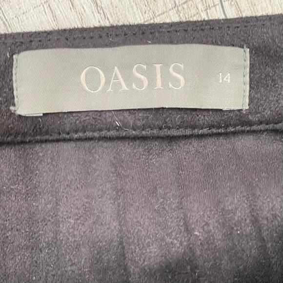 Oasis Black Faux Suede Pleated Midi Skirt US 10 Medium M - Picture 11 of 13